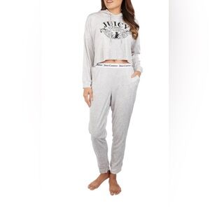 Juicy Couture Gray Hoodie Set Pajamas Loungewear Oversized Size Small‎ NWOT